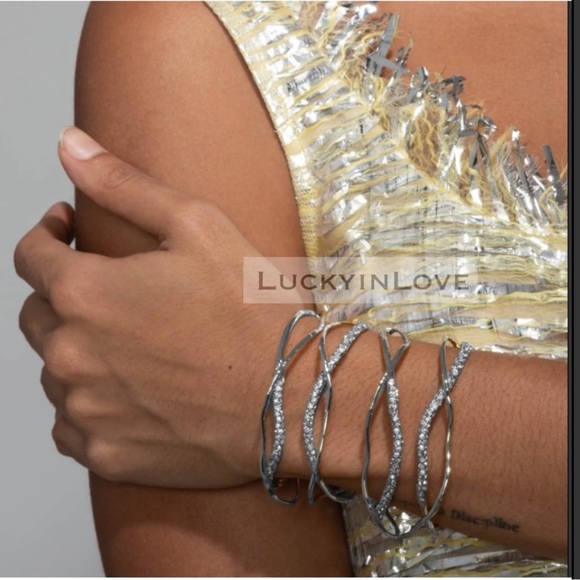 ALEXIS BITTAR • Solanales Silver Crystal Intertwined Cuff Bracelet - Picture 3 of 7